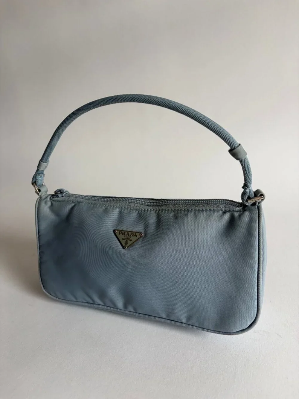 PRADA BABY BLUE NYLON POCHETTE - Picture 3 of 11